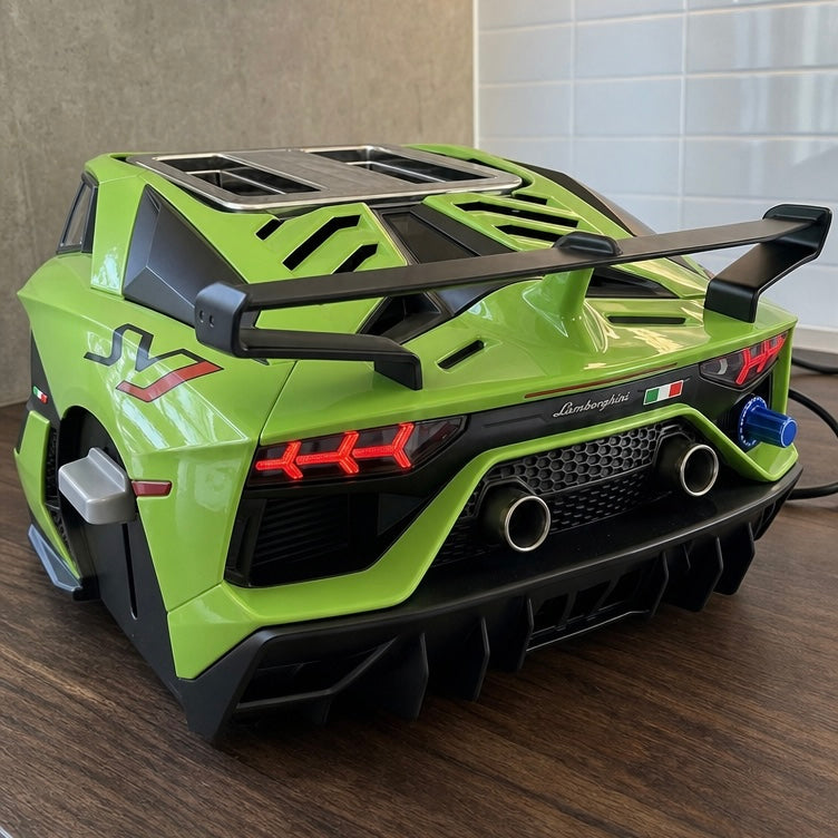 SpeedToast verde lime in stile Lamborghini SVJ con diffusore e scarichi cromati